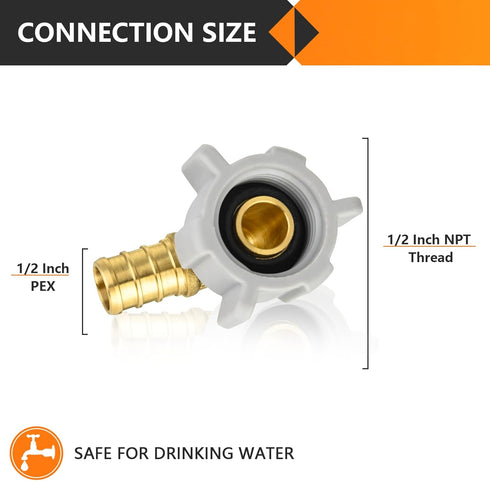 5-Pack PEX Fittings, 1/2" Pex x 1/2" Female NPT Swivel Elbow, Brass Crimp Fitting