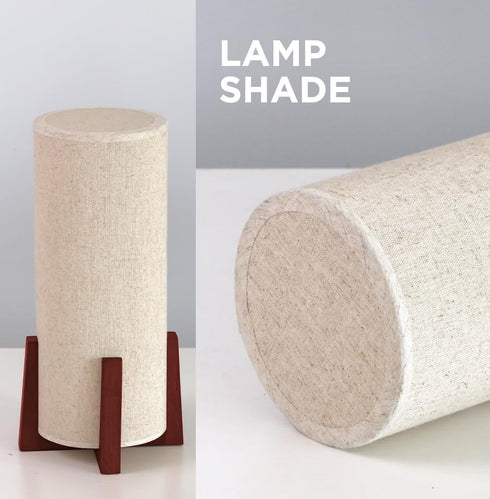 13.9" KUNJOULAM Modern Small Table Lamps, Nightstand Lamp with Linen Fabric Shade, Cylinder Bedside Table Lamp