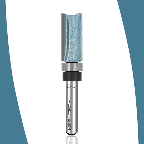 KEENTECH Router Bits 1/4" Shank, Flush Trim Carbide Tipped Pattern Bit, Template Straight Heavy Duty Woodworking Tool