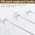 Shimeyao 100 Pcs Stainless Steel Pegboard Hooks, 12 Inch Display Hook for 1/8 1/4 Pegboard Storage Organizer