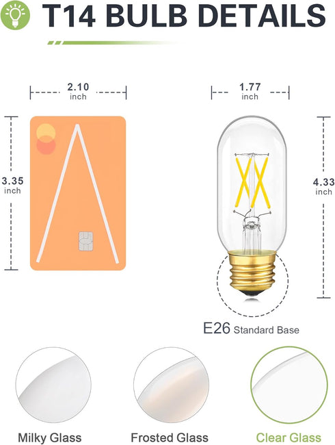 Dimmable E26 Bulb 40W E26 Bulbs 4W 4000K E26 Bulb AC120V 400lm T14 T45 Bulb 4 Pack LED Equivalent Light Neutral White