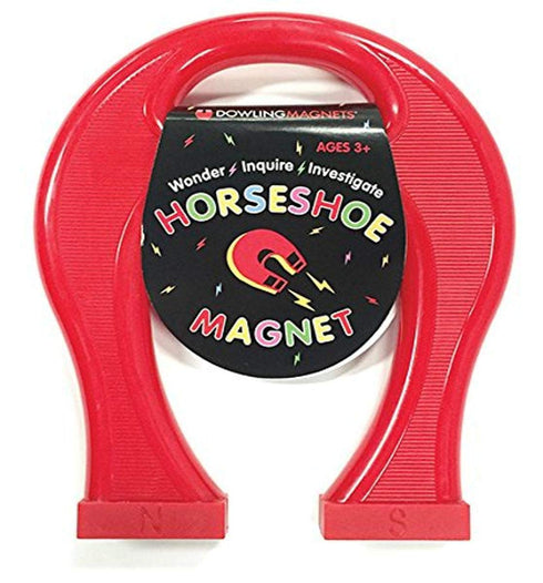 Dowling Magnets Giant Horseshoe Magnet for Kids, 8.5" x 7" x 1.125", Red, Ages 3+