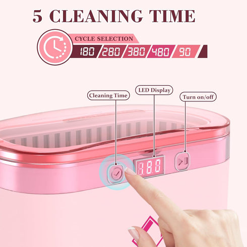 LifeBasis 17 OZ Ultrasonic Jewelry Cleaner, Portable with 42kHz and 5 Cleaning Timer for Jewelry, Eyeglasses, Watches -