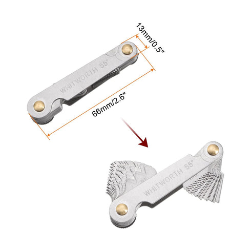 British Whitworth 4G-62G Screw Thread Pitch Gauge Tool, Pitch Cutting Gauge Caliper for Industrial Measurement
