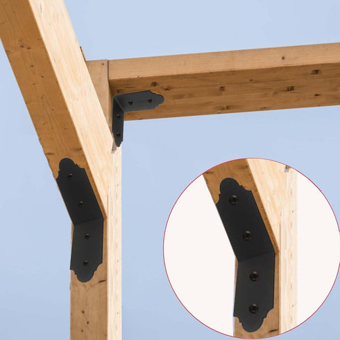 4Packs 6" Heavy Duty Flush Inside 45-Degree Angle Bracket Decorative Knee Braces, Outside 45 Degree Mount Bracket