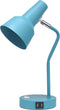 Simple Designs LD1072-CYN 15.2" Sleek Essentials Metal Cone Shade Desk Lamp with