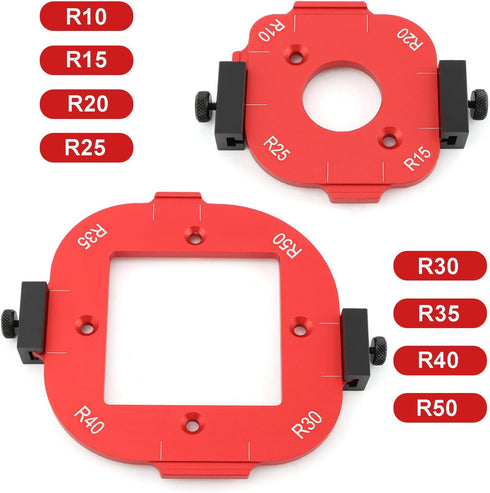 Shcobomo 2PCS R10/R15/R20/R25/R30/R35/R40/R50 Router Corner Radius Template, Aluminum Alloy Router Templates