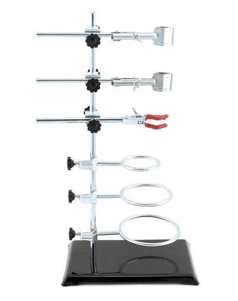 QWORK Laboratory Grade Metalware Set, Lab Support Stand with Iron Clamp Holder, Flask Clamp, and Condenser Stand