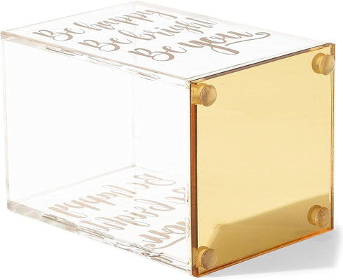 Paper Junkie Gold and Clear Acrylic Pen Holder with Inspirational Quotes, 2.95 x 4.45 In