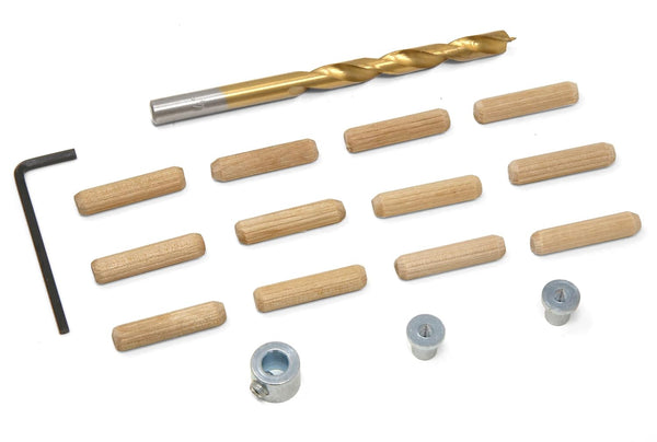 WEN JN014D 1/4-Inch Wooden Doweling Kit with Drill Bit, Stop Collar, and Fluted Birch Wood Dowels