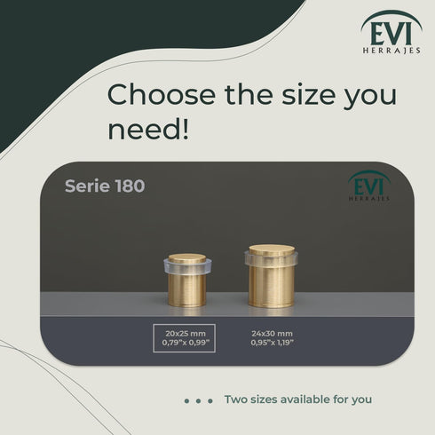 EVI Brass Door Stops | Door Stopper - Screw Fastening - Transparent Rubber Protector - 0.79 x 0.99 Inch