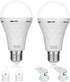 2 Pack Emergency Rechargeable Light Bulbs, Battery Operated Backup, 9W E27, 8500K, Self-charging LED Light Bulbs