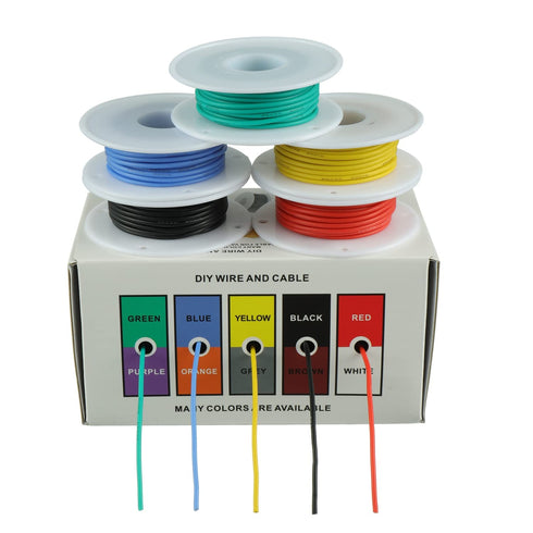 BOJACK 22 300V 20 3mm Stripper(5 19.69Ft 22AWG) AWG Flexible Silicone Wire Electric Wire Hook up Wire Kit Cables