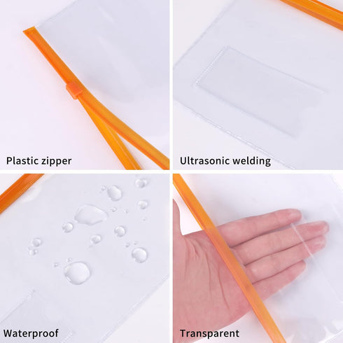 EOOUT 32pcs Poly Zip Envelope, Reusable Envelopes, Pencil Case Bulk, Bill Bag, 9'' x 4.7'', A6 Size, 10 Colors