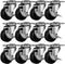 FactorDuty 12 Pack 2" Swivel Caster With Brake Wheels Hard Rubber Base with Top Plate & Bearing