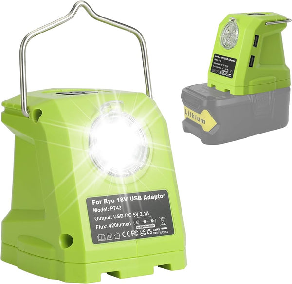 Battery Adapter for Ryobi 18volt One+ P107 P108 Li-ion Battery, Portable Power Source Converter with Dual USB Phone