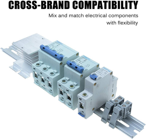 6 Piece Aluminum DIN Rails, 4 Inches Long, 35mm Wide, 7.5mm High, Top Hat Slotted with RoHS, Extra Premium Screws