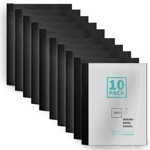 Binditek 10 Pack Thermal Binding Presentation Covers, 1/8 Inch Spine, Holds 30 Sheets, Ultra Clear Front Cover, Black Paper Back Cover, Letter Size, for Students and Coworkers by Binditek