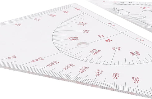 Klanata 405mm Set, (15.9in) Large Marine Navigation Triangle Ruler & Protractor Crystal Clear Acrylic Chart Plotting