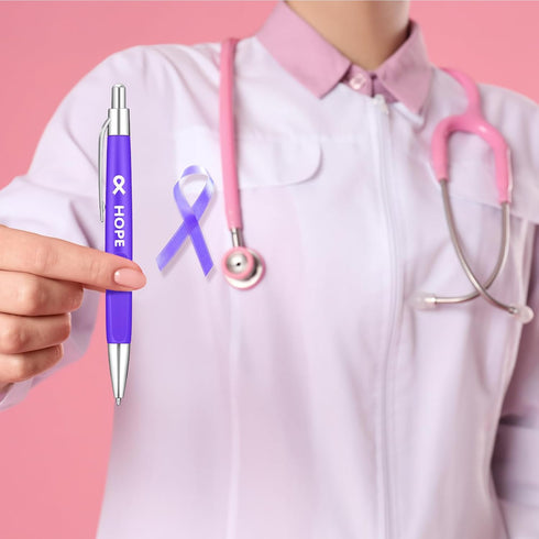 Qilery 200 Pcs Breast Cancer Pens Bulk - Pink Ribbon Retractable Ballpoint Pens for Charity Events