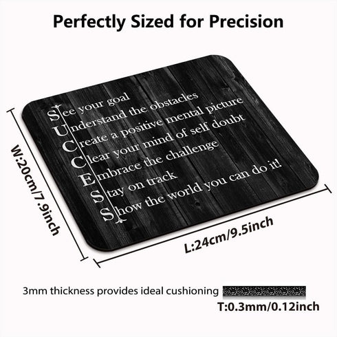 Inspirational Quote Rustic Black Wood Mouse Pad, See Your Goal Clear Your Mind of Self Doubt