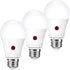 Emotionlite Dusk to Dawn Sensor Light Bulbs, 60 Watt Equivalent, A19 Size, 9W, E26 Medium Base (3 Pack)