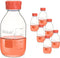 6pcs of 500ml Round Media Storage Bottles - Borosilicate Glass with GL45 Screw Caps for Safe Storage.