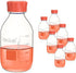 6pcs of 500ml Round Media Storage Bottles - Borosilicate Glass with GL45 Screw Caps for Safe Storage.