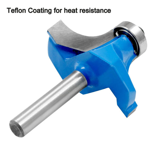 Roundover Router Bit 1" Radius with 1/4" Shank, Corner Rounding Edge Forming Bit for Woodworking Edge Processing, Blue