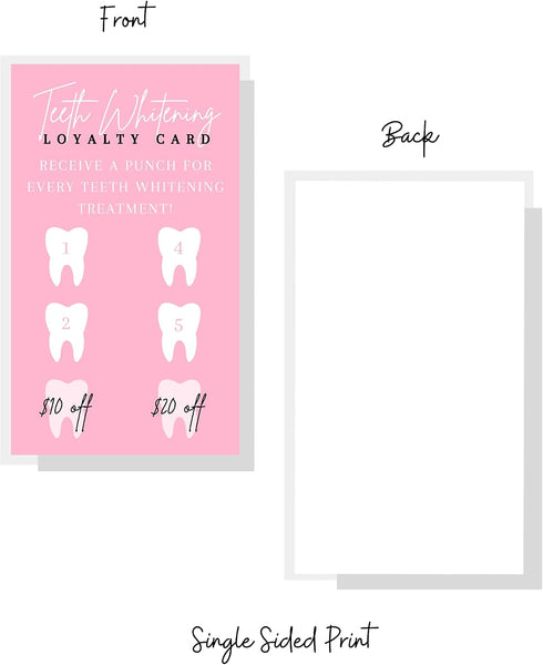 Lashicorn 50 Pack 2x3.5" inch Teeth Whitening Loyalty Reward Cards | | Size Business Card | Matches Teeth Whitening