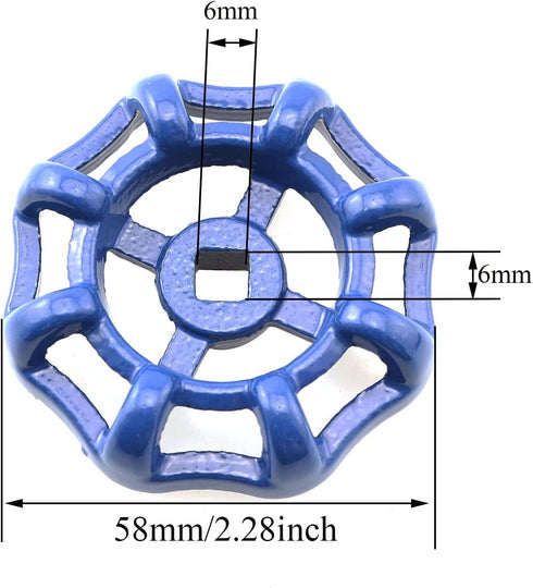PZRT 6x6mm, Cast Iron Outside Faucet Round Wheel Handle, Hose Bib Water Spigot Blue