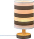 YYZZH Table Lamp Black and White Horizontal Striped Nightstand Lamp with Wood Base Fabric Lamp Shade Bedside Desk Lamp