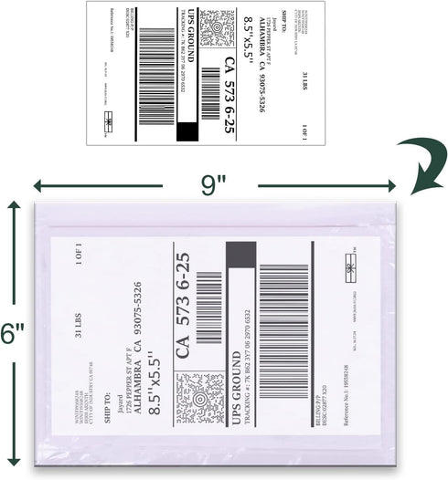 Clear Packing List Envelopes, 6''x9'' Top Loading Shipping Label Envelopes, Adhesive Pouches for Shipping (500pcs)