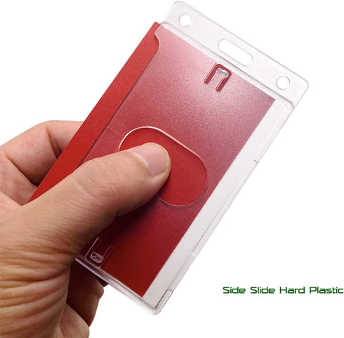 Fallen One 2 Pack Hard Plastic ID Card Badge Holder, Vertical with Thumb Slots