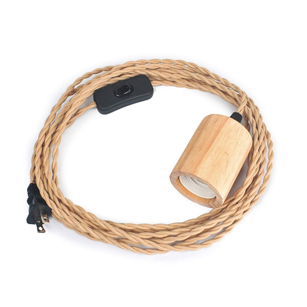 Arturesthome Wood Pendant Light Cord Kit with Switch, 9.8FT Vintage Industrial Hanging