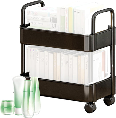 Generic 2-Tier Utility Cart - Mobile Kitchen Slide Out Organizer On Wheels, Storage Handcart, Rolling Utility Trolley |