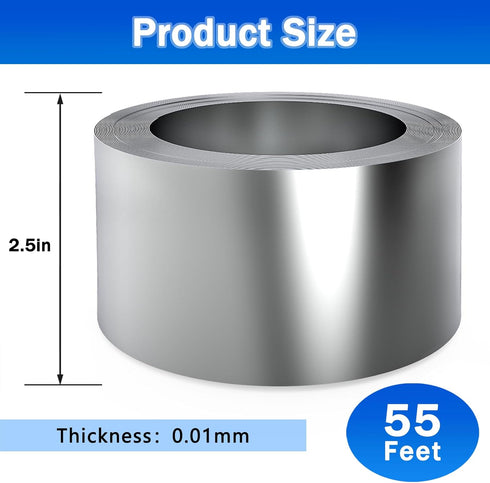 Zinc Metal Strip for Roof Moss - 55 Feet x 2.5 Inches Metal Flashing to Prevent Roofing Stains