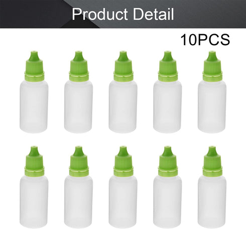 Othmro 10Pcs 0.7oz PE Plastic Bottles, 20ml Squeezable Eye Liquid Dropper Bottles with Green Cap