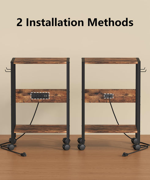 Akxomel 16.5" 2 W Computer Tower Stand with Charging Station and USB Port, Tier Mobile Floor PC Stand Fits Under Desk