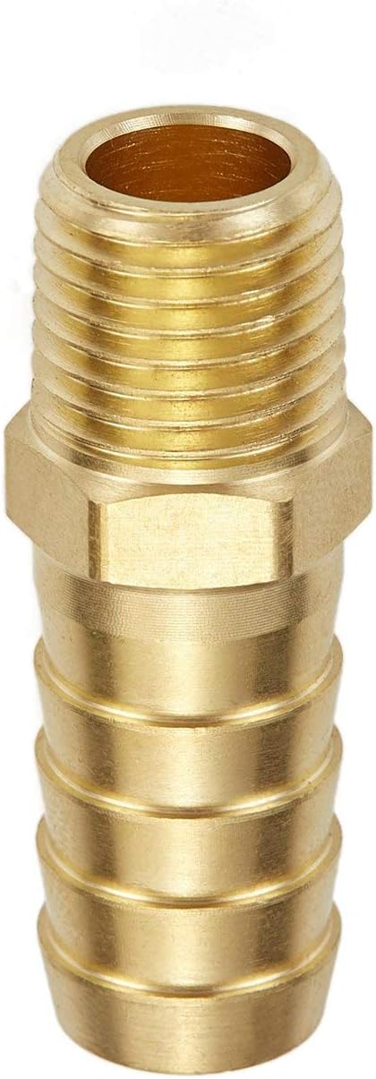 4 PCS Solid Brass Pipe Fitting and Air Hose End Fittings, 1/2" Barb x 1/4" NPT Male Thread Pipe Adapter