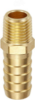 4 PCS Solid Brass Pipe Fitting and Air Hose End Fittings, 1/2" Barb x 1/4" NPT Male Thread Pipe Adapter