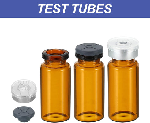 PATIKIL 10ml Sample Vials, 8 Pack Lab Empty Vials with Butyl Rubber Stopper and Crimp Top Caps