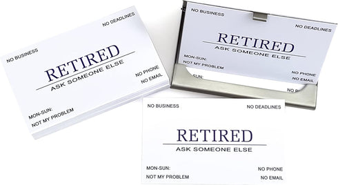 RXBC2011 Retirement Card, Funny Retirement Gift (Pack of 50 with Stainless Steel Case) for Retired Men, Women, Coworkers