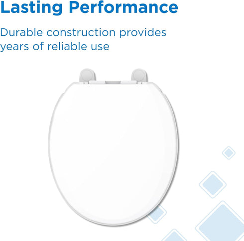 GC550129 Gerber Round Front Toilet Seat with Cover, Soft Close, No Slam, Quick & Easy Install, Heavy-Duty Plastic
