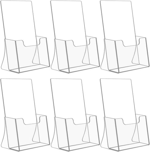 NIUBEE 6 Pack Acrylic Bi-fold Brochure Holder, Clear Plastic Countertop Organizer