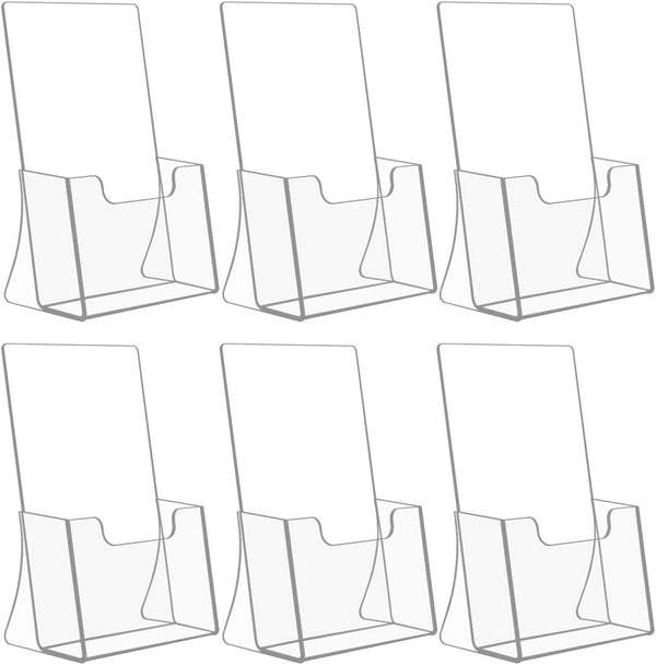NIUBEE 6 Pack Acrylic Bi-fold Brochure Holder, Clear Plastic Countertop Organizer