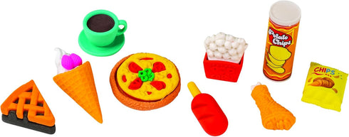 Raymond Geddes Snack Attack II 3D Erasers - 54 per Bag, 9 Quirky Snack-Themed Designs
