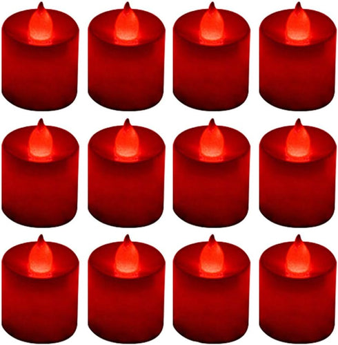 LANKER 12 Pack Red Flameless LED Tea Lights Candles, Battery Operated Electronic Fake Candles