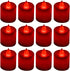 LANKER 12 Pack Red Flameless LED Tea Lights Candles, Battery Operated Electronic Fake Candles