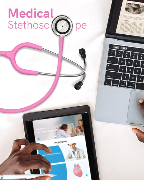 FriCARE Dual Head Stethoscope - Smooth Hot Pink Tube for Nurses and Medical Students